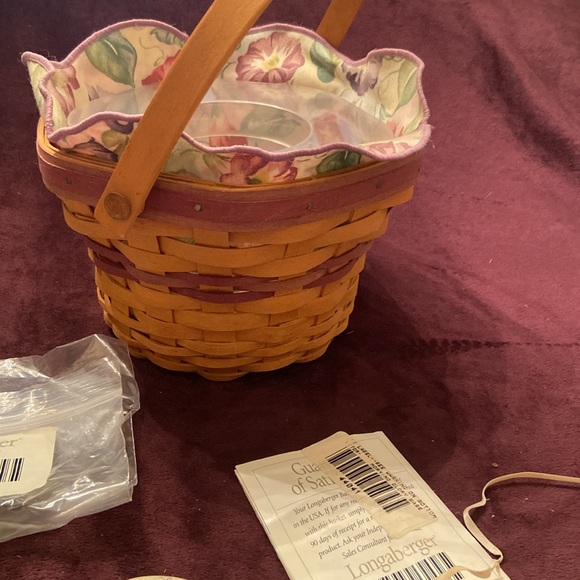 Longaberger 2000 Morning Glory Mothers Day Basket Liner Protector Tie On Set - Picture 5 of 7